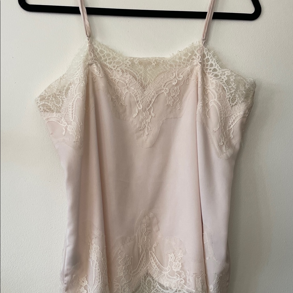 Storia|Elegant soft cream pink tone Lace Trim Women’s Top|Large|EUC - Picture 6 of 9
